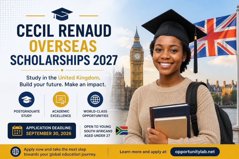 CECIL Renaud Overseas Scholarships 2027 Opens for South African Students