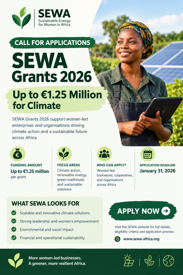 SEWA Climate Grants Africa 2026: Up to €1.25 Million for Early Warning Projects