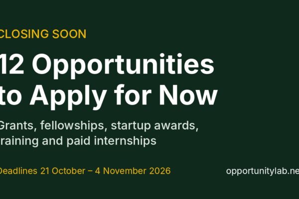 12 opportunities closing soon with deadlines from 21 October to 4 November 2026