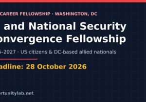 AI and National Security Convergence Fellowship 2026-2027 in Washington DC, for US citizens and DC-based allied nationals, deadline 28 October 2026