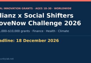 Allianz x Social Shifters MoveNow Social Innovation Challenge 2026, grants up to US$10,000, deadline 18 December 2026