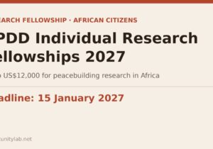 APDD Individual Research Fellowships 2027, up to US$12,000 for peacebuilding research in Africa