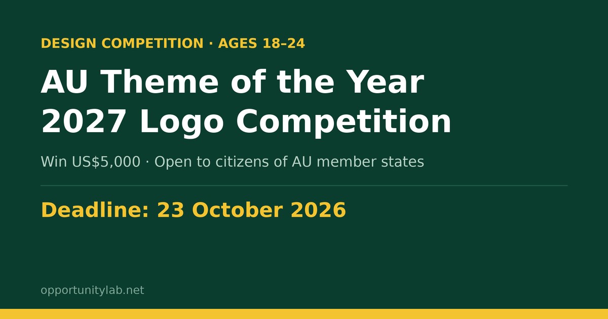 AU Theme of the Year 2027 Logo Competition, win US$5,000, deadline 23 October 2026