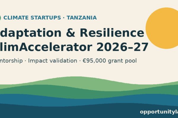 Adaptation and Resilience ClimAccelerator Tanzania 2026-2027 for climate startups