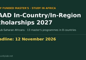 DAAD In-Country/In-Region master's scholarships 2027 for Sub-Saharan Africans, deadline 12 November 2026