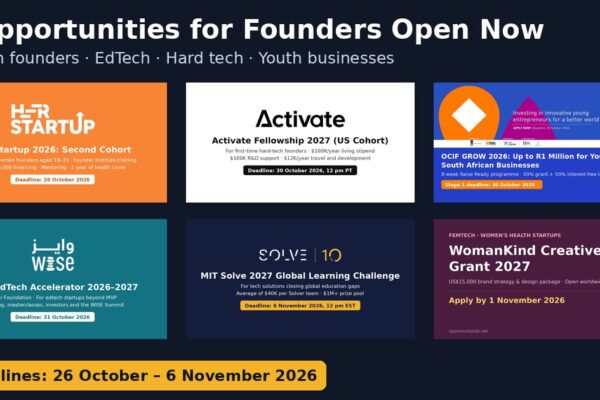 6 opportunities for founders open now, October 2026