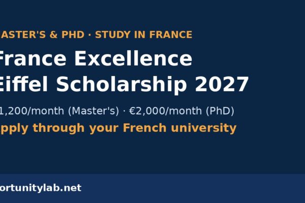 France Excellence Eiffel Scholarship 2027 for international master's and PhD students