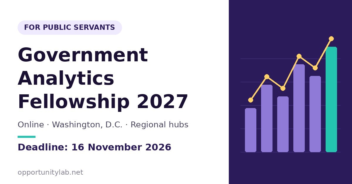World Bank Government Analytics Fellowship 2027 for public servants, deadline 16 November 2026