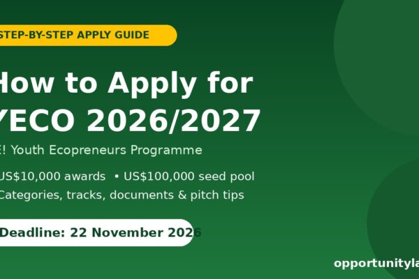 How to apply for YECO 2026/2027 guide flyer, deadline 22 November 2026