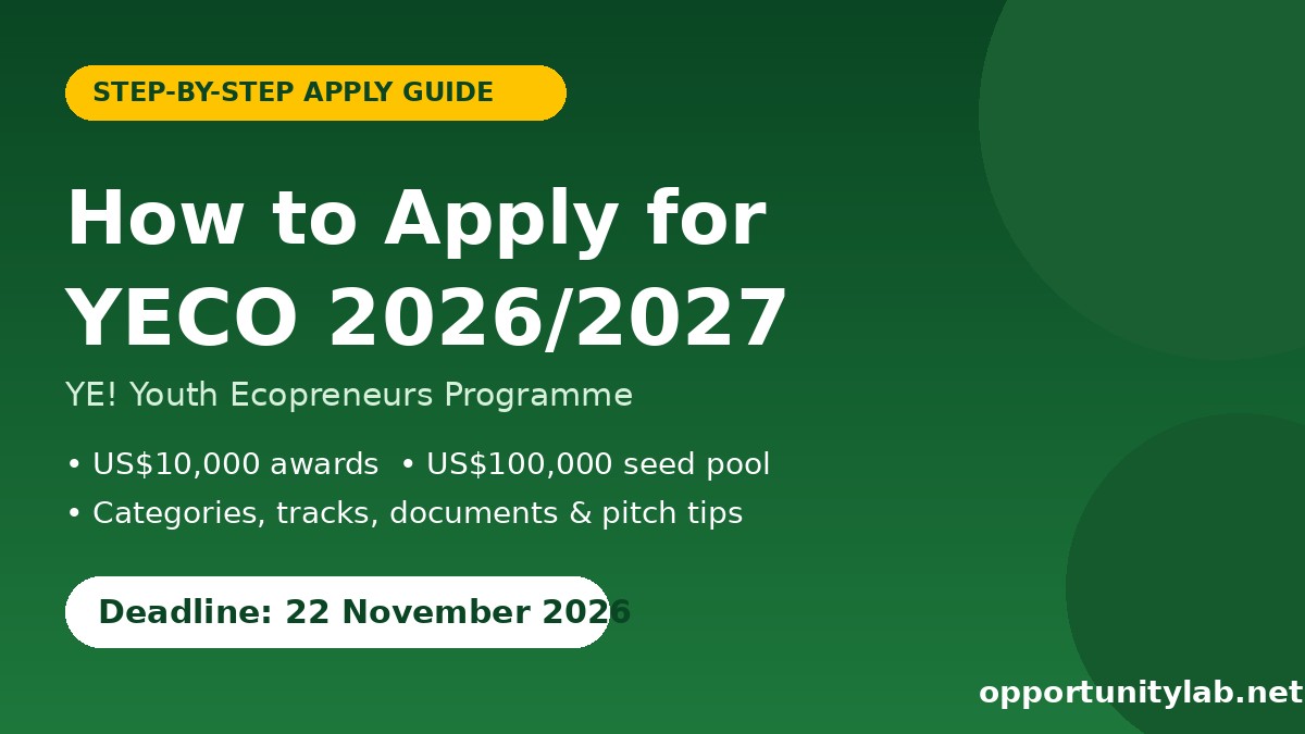 How to apply for YECO 2026/2027 guide flyer, deadline 22 November 2026