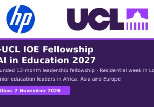 HP-UCL IOE Fellowship in AI in Education 2027, deadline 7 November 2026