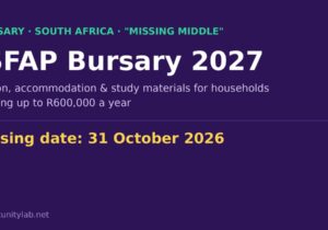 ISFAP Bursary 2027 for missing middle students in South Africa, closing 31 October 2026