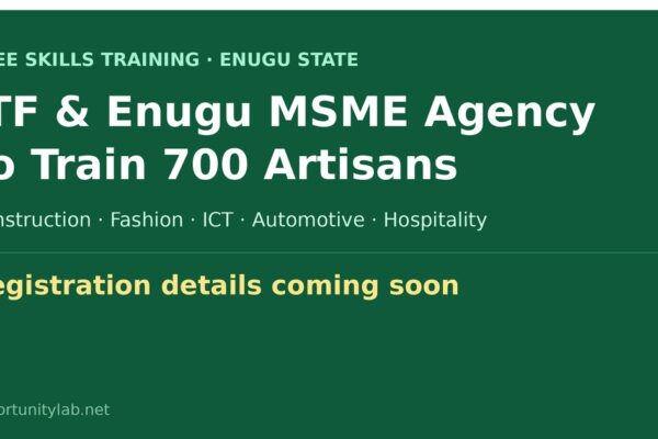 ITF and Enugu MSME Agency to train 700 artisans in free skills programme