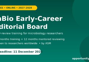 mBio Early-Career Editorial Board 2027-2028 flyer, deadline 11 December 2026
