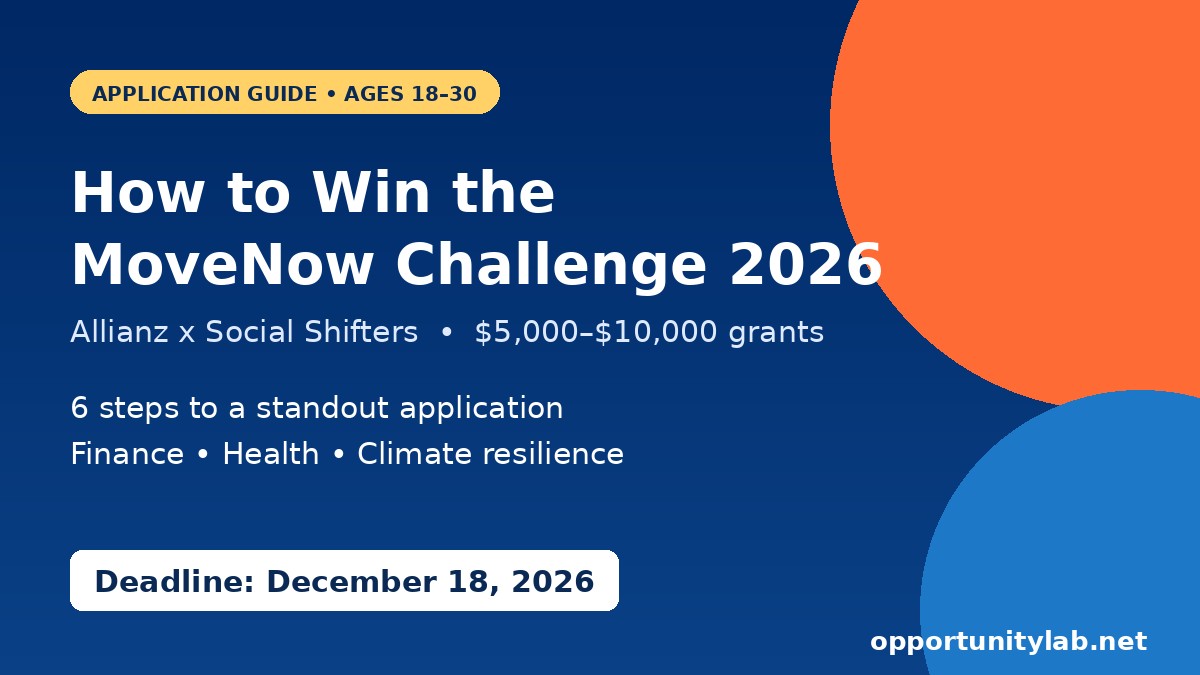 How to win the Allianz x Social Shifters MoveNow Social Innovation Challenge 2026, application guide for founders aged 18 to 30, deadline December 18, 2026