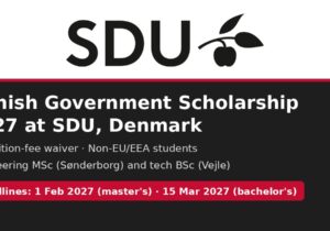 Danish Government Scholarship 2027 at the University of Southern Denmark (SDU)