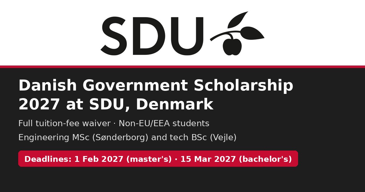 Danish Government Scholarship 2027 at the University of Southern Denmark (SDU)