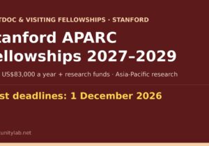 Stanford APARC postdoctoral and visiting fellowships 2027-2029, most deadlines 1 December 2026
