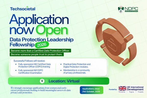 TechSocietal Data Protection Leadership Fellowship 2026 applications open, deadline 31 October 2026
