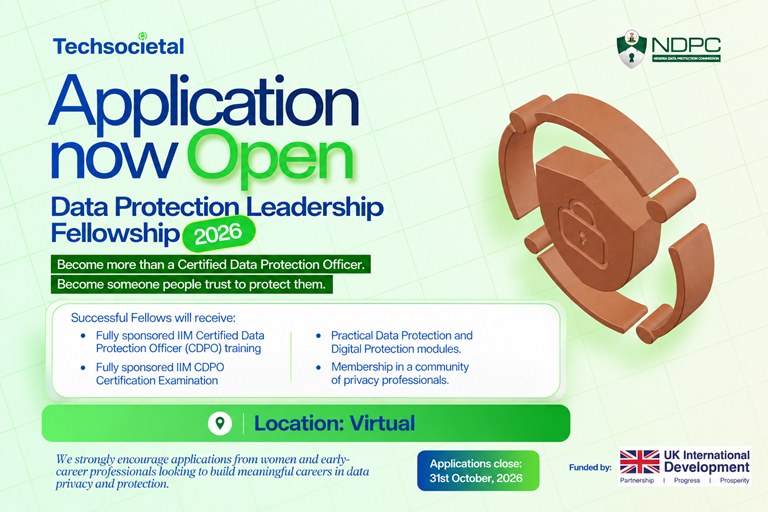 TechSocietal Data Protection Leadership Fellowship 2026 applications open, deadline 31 October 2026