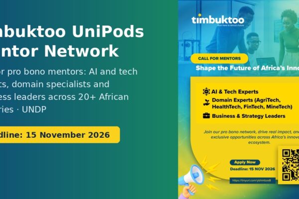 timbuktoo UniPods Mentor Network call for mentors, deadline 15 November 2026