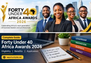 Forty Under 40 Africa Awards 2026 banner with young African professionals