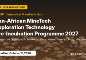 UNDP MineTech Pre-Incubation Programme 2027 banner with an October 16, 2026 deadline