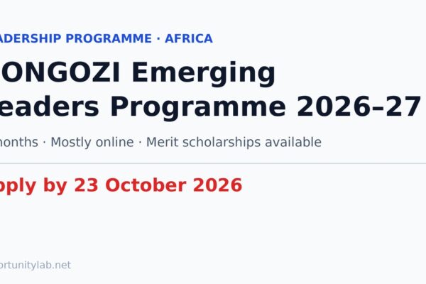 UONGOZI Emerging Leaders Programme 2026-2027 for mid-level leaders in Africa, apply by 23 October 2026