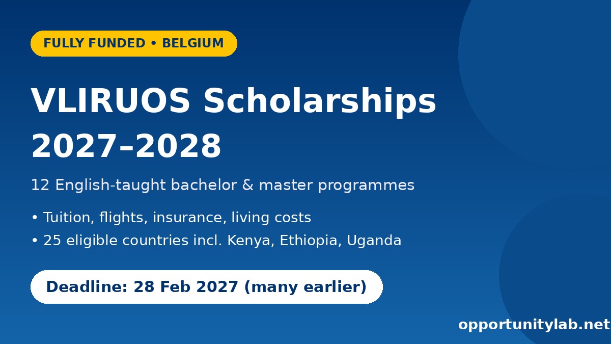 VLIRUOS ICP Connect Scholarships 2027-2028 flyer, fully funded study in Belgium